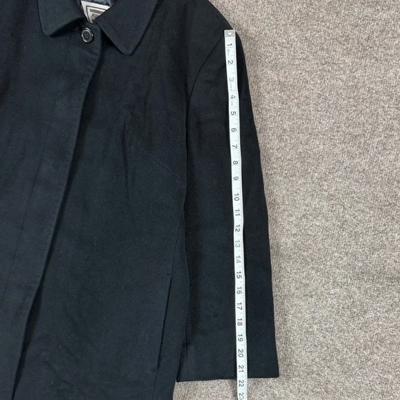 Marvin Richards Black Long Wool Cashmere Coat Women’s 14 Hidden Button Closure